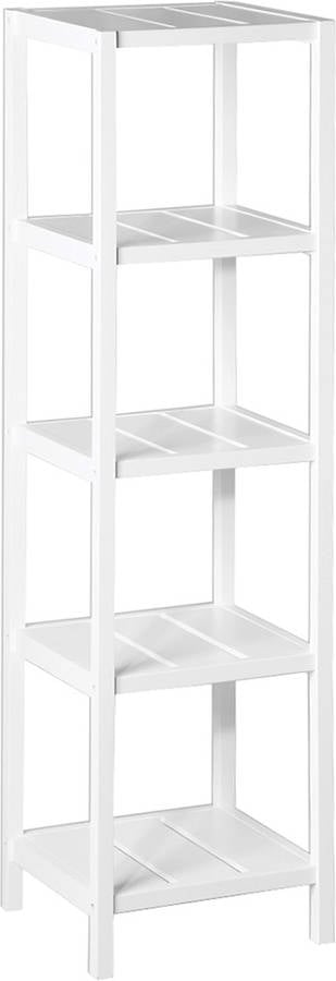 Armario de Baño LOLAHOME 5 Estanterías (Blanco - 37x33x140 cm - Madera)