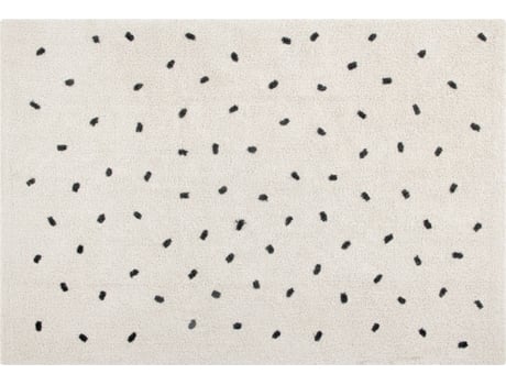 Happy Decor Kidsalfombra lavable mini dots hecha mano alfombra elaborada en recicladopelo cortocolor beige con puntos negros140 x 200cm infantil 140x200