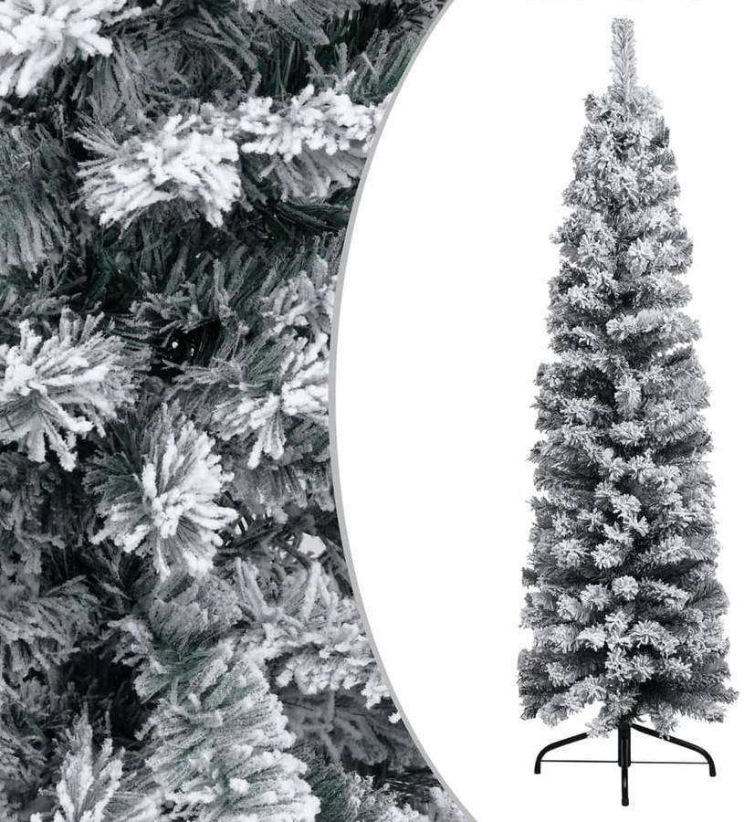 De Navidad Estrecho led y nieve flocado pvc verde 240 cm vidaxl con luces 61x24