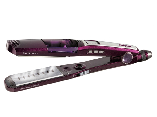 Plancha De Pelo babyliss st395e ipro 230 steam vapor profesional con revestimiento 5 ajustes temperatura... caliente violeta alisador belleza