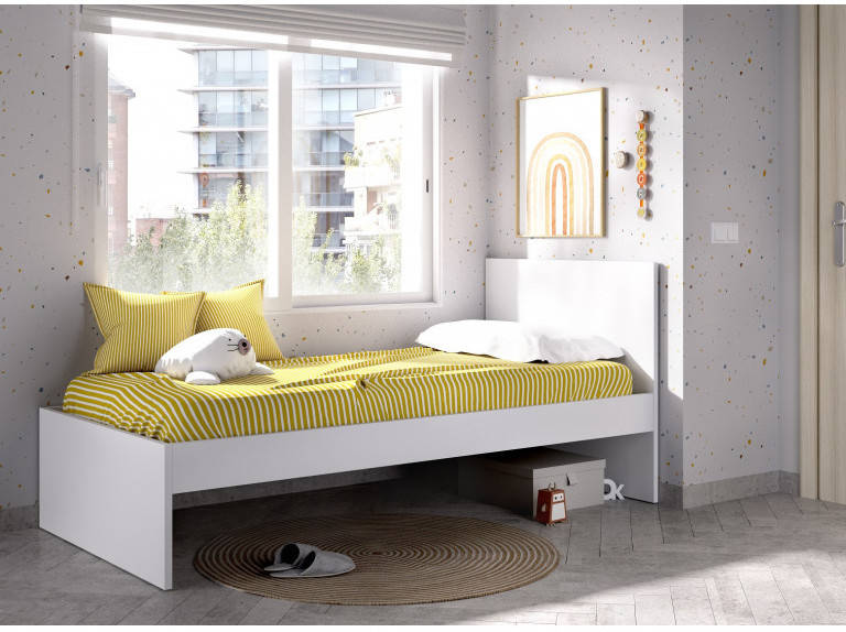 Cama Individual DKIT Chic 03K43843  (Blanco - Madera Contrachapada, Metal - 90x190 cm)