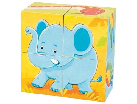 Puzzle GOKI 57434 Rompecabezas de cubos 4 pieza(s) Animales