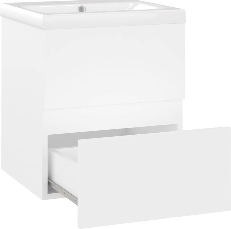 Vidaxl Mueble Con lavabo armario tocado fregadero aseo cuarto de inodoro ducha bañero mobiliario robusto estable aglomer empotrado blanca madera 41x38.5x45 cm