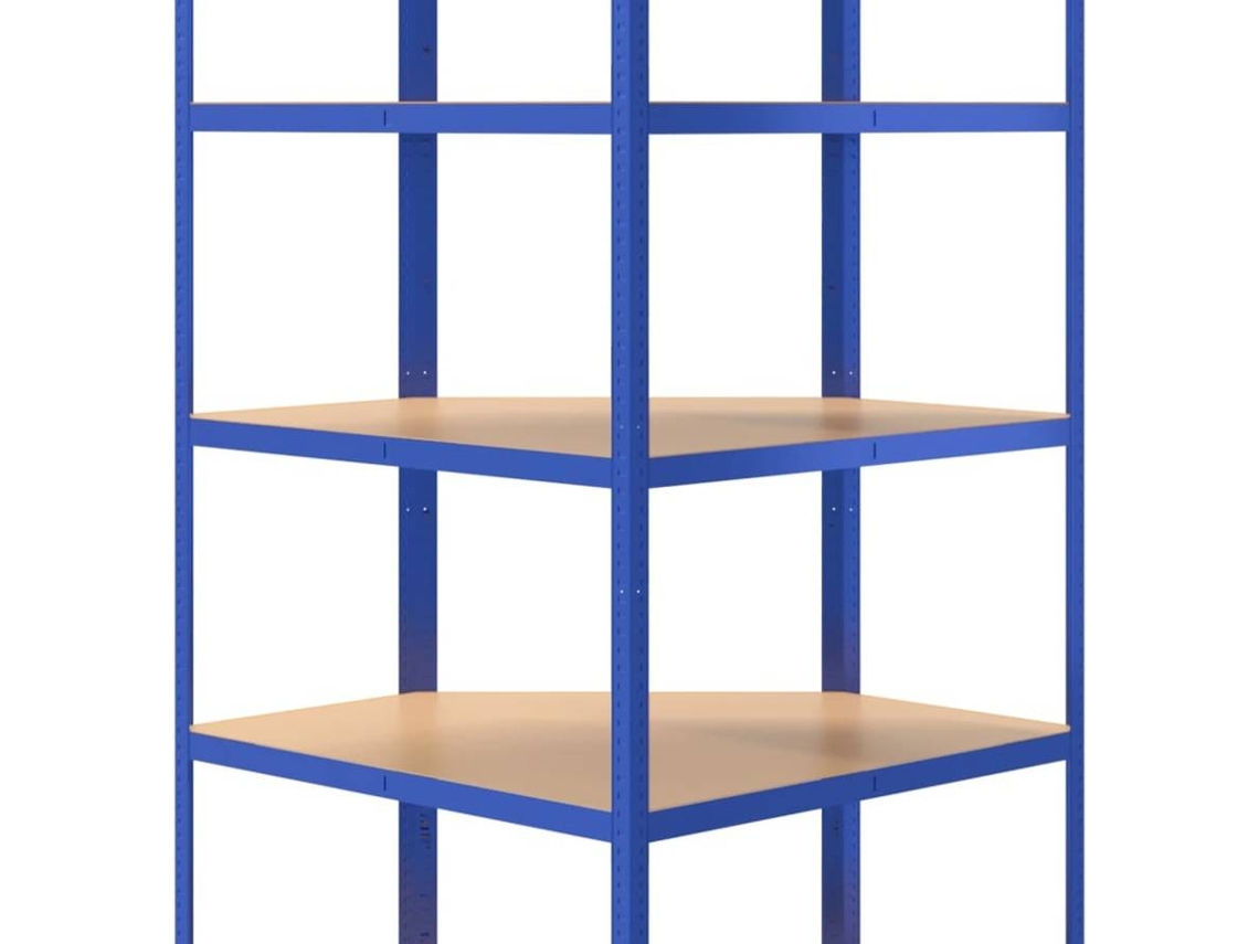 Estantería almacenaje 4 niveles azul madera contrachapada acero