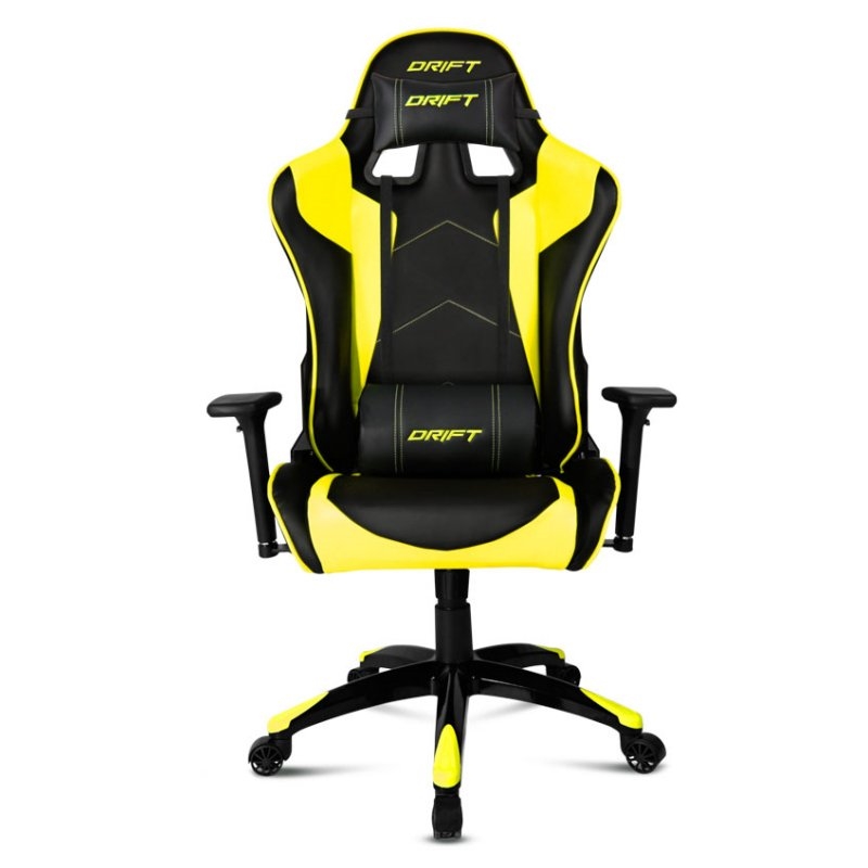 Silla Gaming DRIFT DR300 (Hasta 150 kg - Elevador a Gas Clase 4 - Negro y Amarillo)