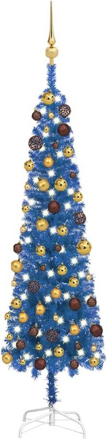 Árbol De Navidad estrecho con leds y azul 150 cm vidaxl luces 150x43