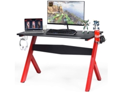 Escritorio de Gaming, Escritorio para Ordenador, Mesa Videojuegos con Portavaso Porta Cascos y Alfombrilla para Ratón COSTWAY