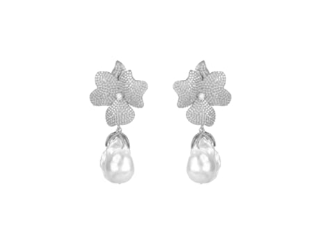 Pendientes LATELITA Flor de Perla Blanca de Brillo Barroco