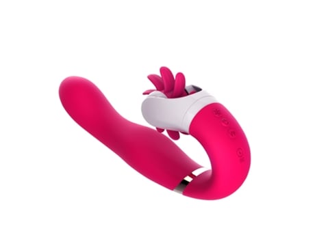 Vibrador para lamer la lengua de rotación de 360 con motor dual de 12 velocidades para mujeres (rojo) VEANXIN