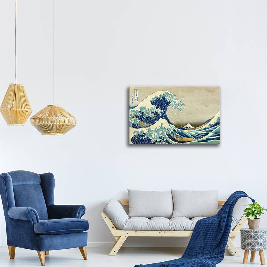 Legendarte Cuadro Lienzo digital la gran ola kanagawa katsushika hokusai cm. 60x90 decoración pared