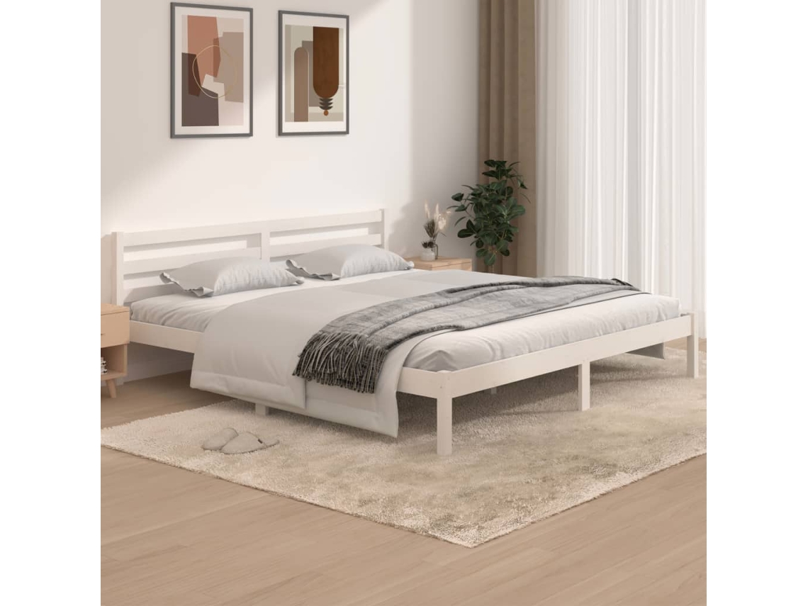 Estructura de cama madera maciza blanca 180x200 cm - referencia