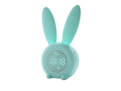 XGF Luz de noche cronometrada magnética con sensor de sonido reloj despertador forma de conejo lindo carga USB (verde)