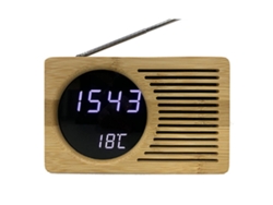 XGF Reloj de bambú inteligente de 6 pulgadas reloj de radio FM de radio electrónico con pantalla de temperatura-blanco