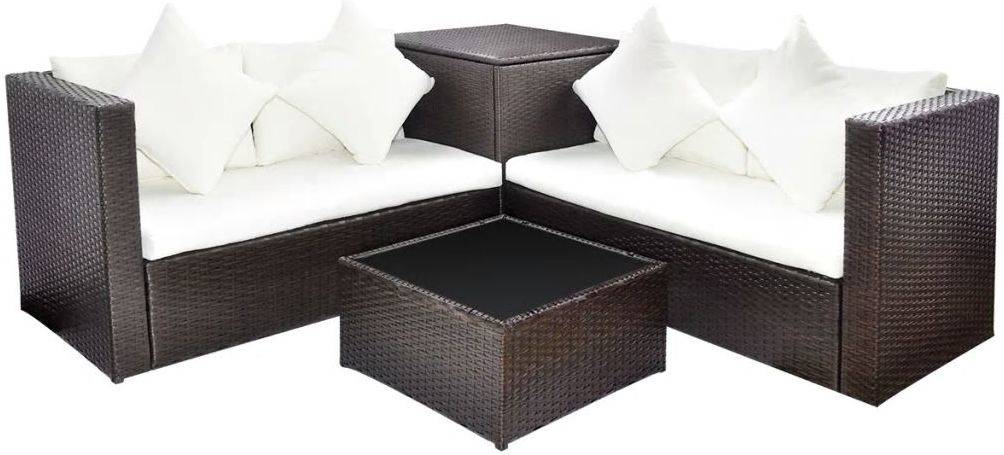 Conjunto de Jardín VIDAXL Lounge 42892 (Marrón - Poli Ratán - 118x60x64 cm - 4 Piezas)