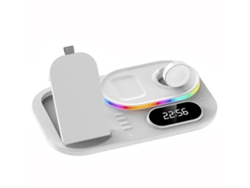 Base Cargador Inalámbrico Rgb Iphone/Airpods/Apple Watch con Reloj Blanco ANTIIMPACTO!