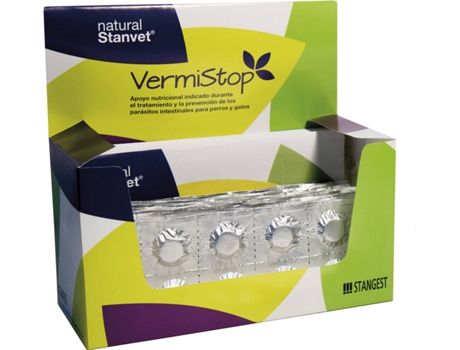 Natural Stanvet Vermistop complementario para perros y gatos 26g 20 cpd alimenticio 100g