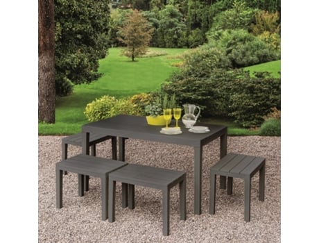 Conjunto de Comedor IPAE-PROGARDEN Samoa (4 Bancos - Antracita)