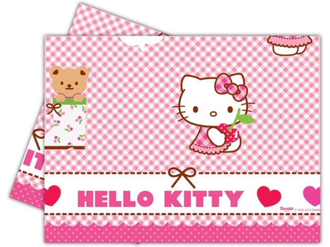 Procos Hello Kitty rectangular rosa color blanco mantel desechable papel imagen 1200 mm descartable plastico heart12