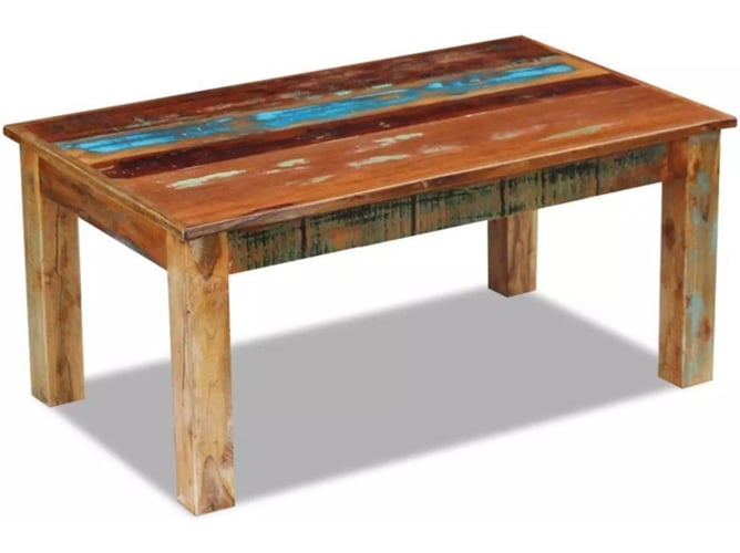 Vidaxl De Centro madera maciza reciclada 100x60x45 cm mesita auxiliar art planet 100x60x45cm