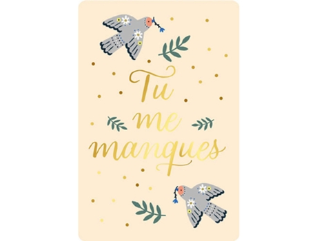 Tarjeta doble KIUB Des Plumes Et Des Fleurs Tu Me Manques