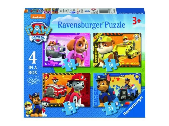 Conjunto de Puzzles 4 en 1 RAVENSBURGUER Patrulla Canina (24 Piezas)