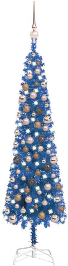 Árbol de Navidad VIDAXL con Luces LED y Bolas (Azul - 120x38 cm)