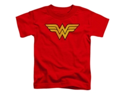 Camiseta ROCKINSTONE Wonder Woman con logotipo desgastado para jóvenes (M)