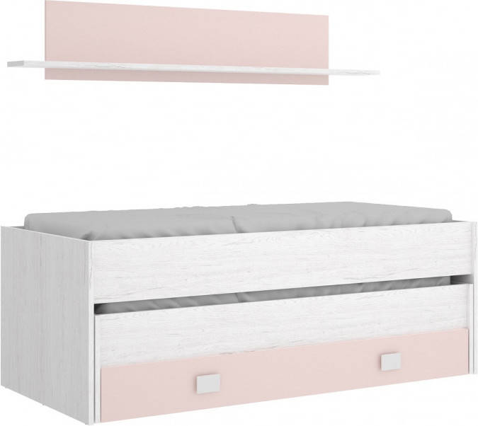 Cama Doble DKIT OCEAN 03K4041829 Blanco y Rosa (Madera y Metal - 74 x 200 x 99 cm)