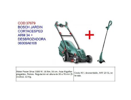 Bosch jardin cortacesped arm 34 + desbrozadora 06008a6108