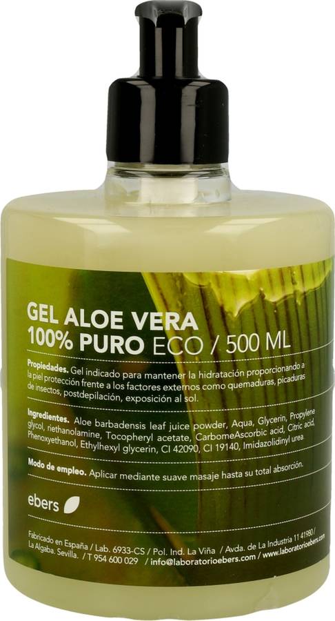 Crema Corporal EBERS Gel De Aloe Vera 100% Puro Eco (500 ml)