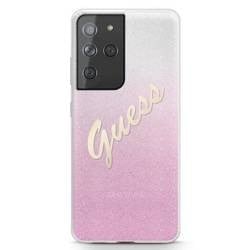 Guess Carcasa Brillante para guhcs21lpcuglspi s21 ultra g998 color rosa funda samsung original