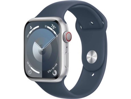 APPLE Watch Series 9 GPS+Cellular 45 mm Plata con Correa Deportiva Azul Tormenta (Talla: M/L)