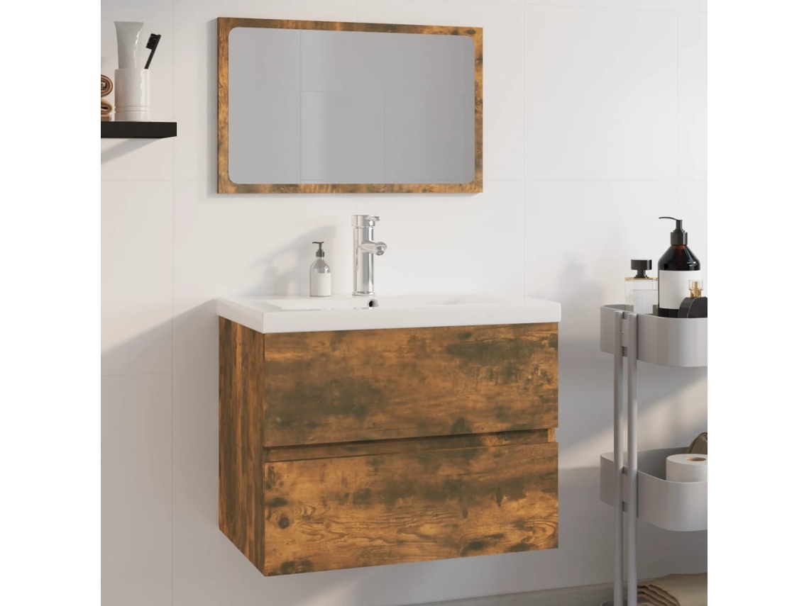 Maison Exclusive Armario con espejo baño madera roble ahumado