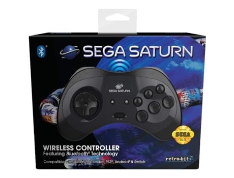 Retrobit Sega Saturn Mando Inalámbrico Bluetooth 8 Botones Negro SOLO PARA JUEGOS