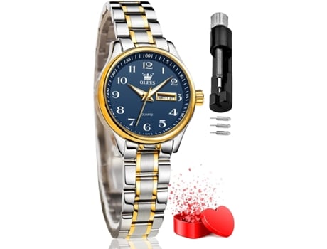 VEANXIN Reloj mecánico automático de lujo para mujer Reloj impermeable con fase lunar de diamantes(oro)