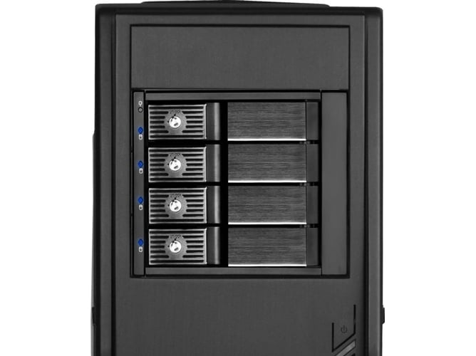 Silverstone Sstfs304b Placa trasera para rack de aluminio sin bandeja con cambio en caliente ventilador y cierre 4 bahías sassata hdd negro fs304b frontal 5.25 sata 3.5 fs304