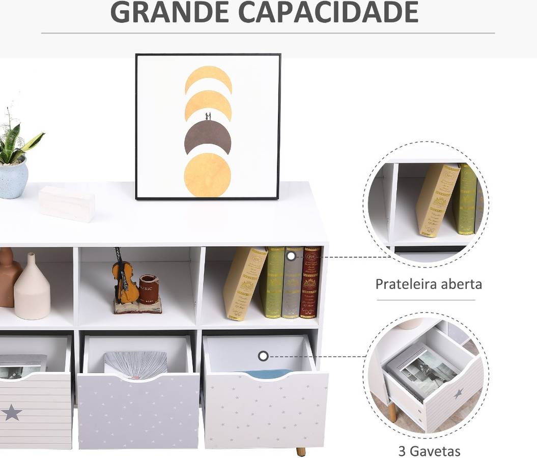 Aparador HOMCOM con 3 Cajones (100 x 39 x 69 cm - MDF - Blanco)