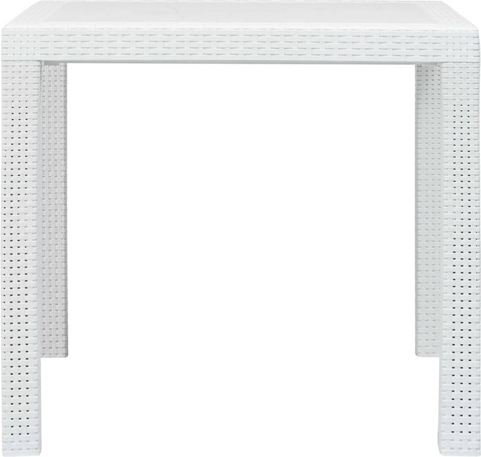 Mesa de jardín VIDAXL plástico blanco con aspecto de mimbre (79x79x72 cm)