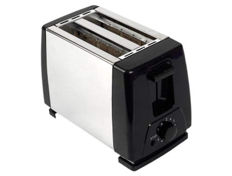 Tostadora 2 Rebanadas 800W , Control de Tostado y Recogemigas , Negro con Acero Inoxidable KLACK