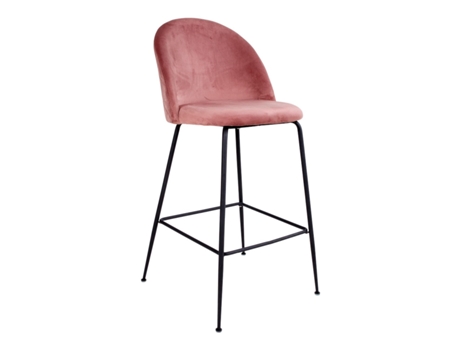 Silla de bar de terciopelo rosa con pies negros HOUSE NORDIC