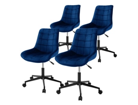 4x Silla de oficina, ergonómico de terciopelo negro con ruedas ML-DESIGN