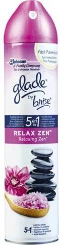 Glade Ambientador Aerosol eliminación de malos olores hasta 7 horas fragancia relax zen con aceites esenciales 1 unidad 300ml en metal rosa 5.3x5.3x24 cm