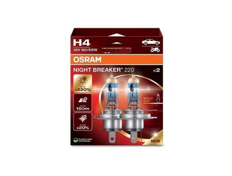 Kit 2 Lámparas H4 12V 60/55W OSRAM Night Beaker 220 HB