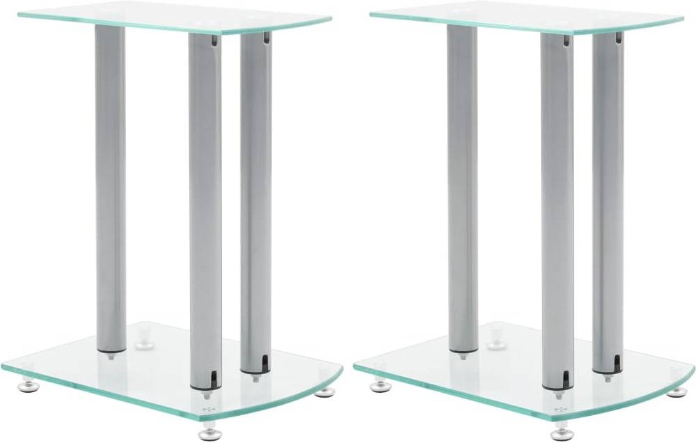 Soporte VIDAXL Altavoces de Aluminio + Vidrio de Seguridad (2 Pcs - Transparente)