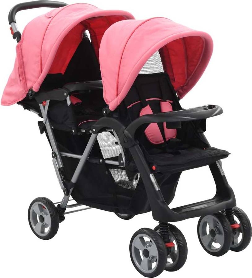 Carrito de Bebé GInelos VIDAXL Rosa y Negro