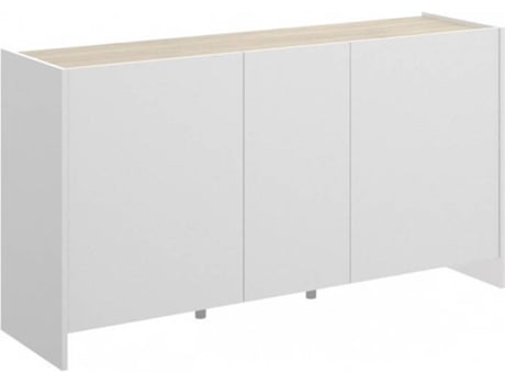 Aparador 3 Puertas kloe dkit 03k5674386 blanco y beige madera metal 76 138 42