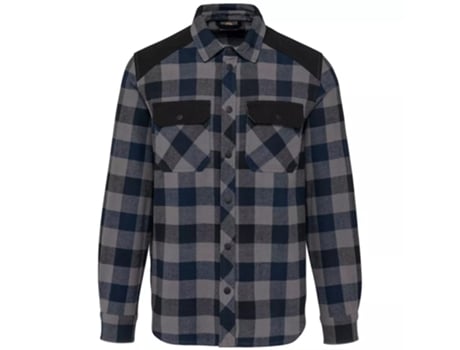 Camisa de Hombre WK. DESIGNED TO WORK Cuadros Bolsillos Negro (L)