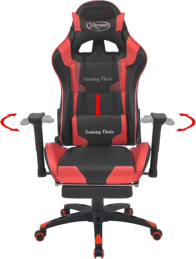 Silla De Escritorio reclinable racing con roja gaming vidaxl estilo corrida apoyo pies