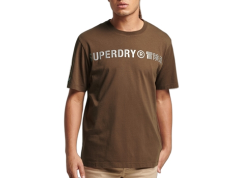 Camiseta para Hombre SUPERDRY (S - Algodón - Márron)