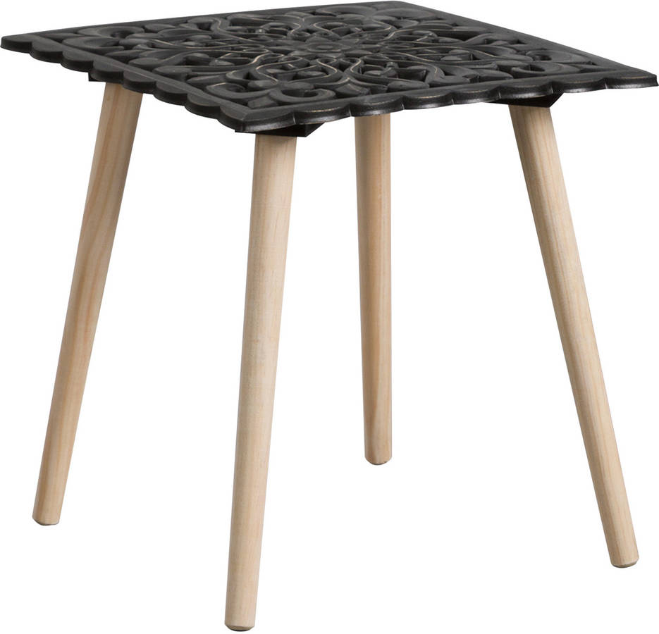 Mesita de Noche THINIA HOME Patrón (Negro - Madera - 40x1x40 cm)